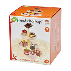 Prajituri de ciocolata, din lemn premium - Chocolate Bonbons - 9 piese - Tender Leaf Toys - Publisol.ro