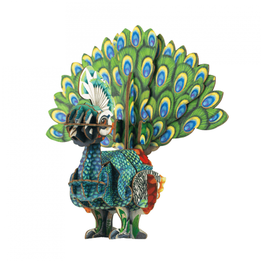 Puzzle 3D cu sunete - Paun, Build n Sound - mierEdu - Publisol.ro