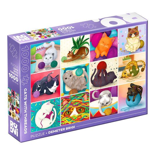 Puzzle Cats with Threads de Demeter Brigi - Puzzle 1000 piese, D - Toys - Publisol.ro