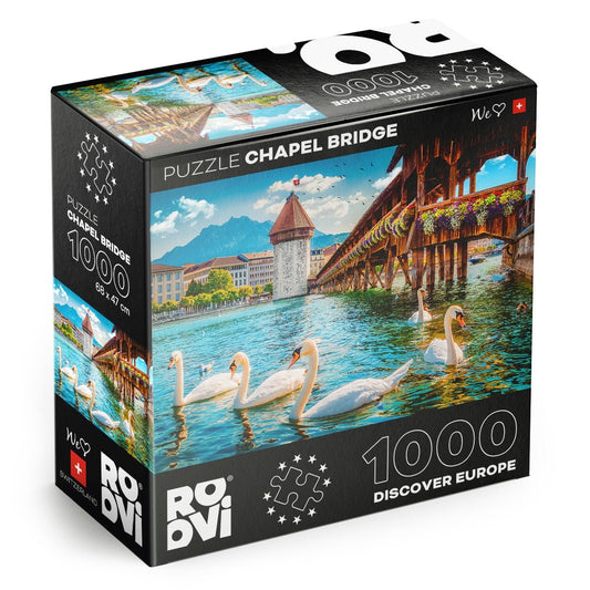 Puzzle Chapel Bridge, Lucerne, Switzerland - Puzzle adulti 1000 piese - Discover Europe, D - Toys - Publisol.ro
