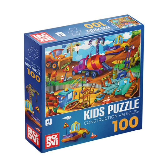 Puzzle Construction Vehicles - Puzzle copii, 100 piese, D - Toys - Publisol.ro