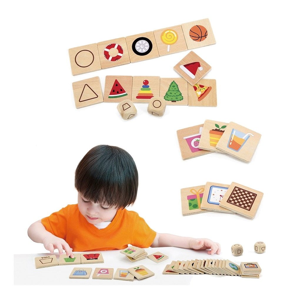 Puzzle de asociere din lemn, Invatam formele, Viga Toys - Publisol.ro