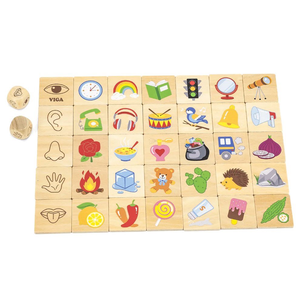 Puzzle de asociere din lemn, Invatam simturile, Viga Toys - Publisol.ro