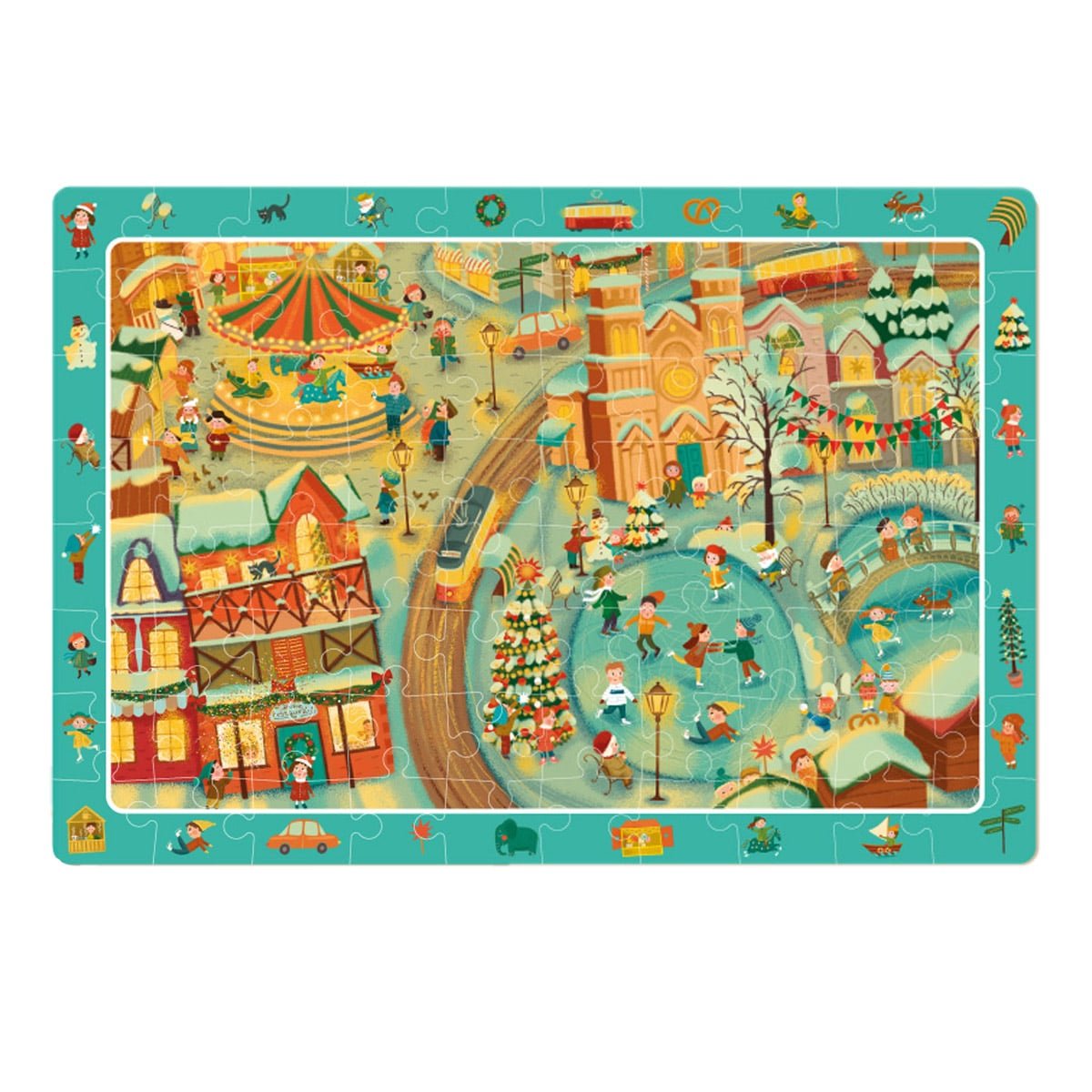 Puzzle de observare, Iarna in oras, 80 piese, Dodo Toys - Publisol.ro