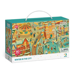 Puzzle de observare, Iarna in oras, 80 piese, Dodo Toys - Publisol.ro