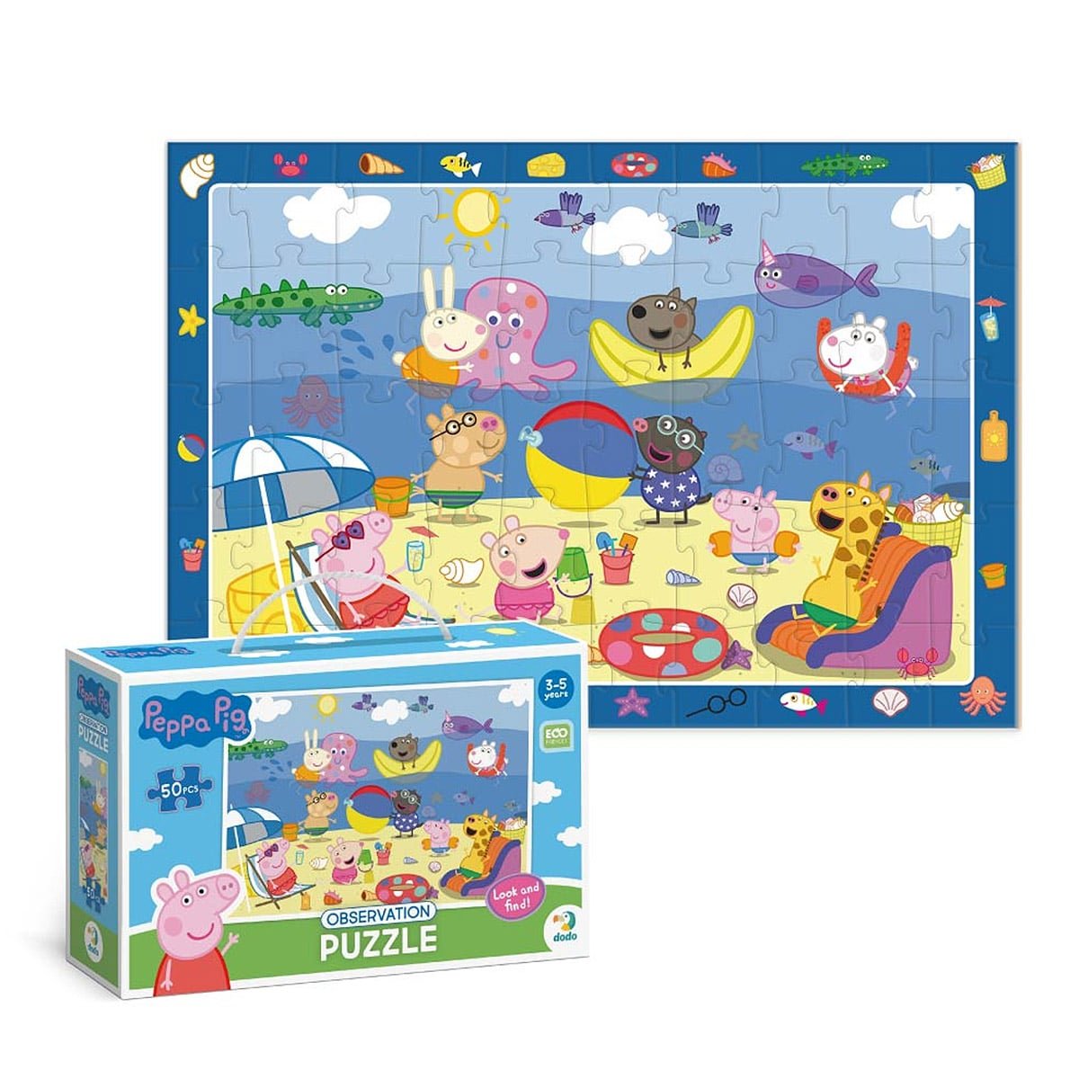 Puzzle de observare Peppa Pig, Vacanta de vara, 50 piese, Dodo Toys - Publisol.ro