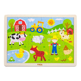 Puzzle din lemn 24 buc. La ferma, Viga Toys - Publisol.ro