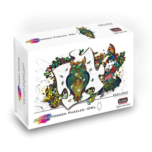 Puzzle din lemn multicolorat - Bufnita, 137 piese, Eureka! - Publisol.ro