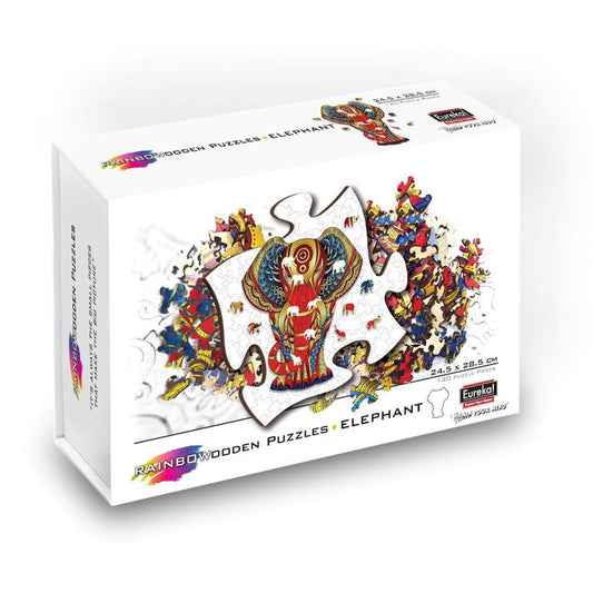 Puzzle din lemn multicolorat - Elefant, 120 piese, Eureka! - Publisol.ro