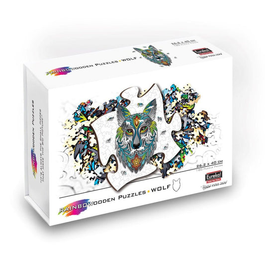Puzzle din lemn multicolorat - Lup, 180 piese, Eureka! - Publisol.ro
