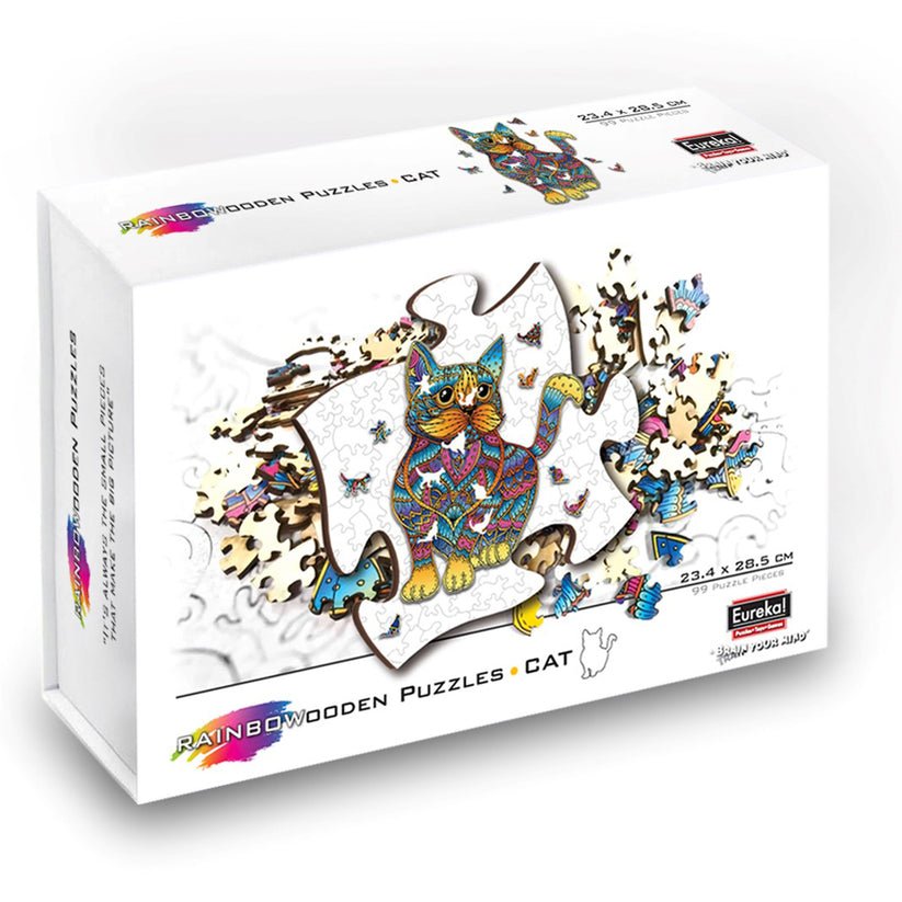 Puzzle din lemn multicolorat - Pisica, 99 piese, Eureka! - Publisol.ro