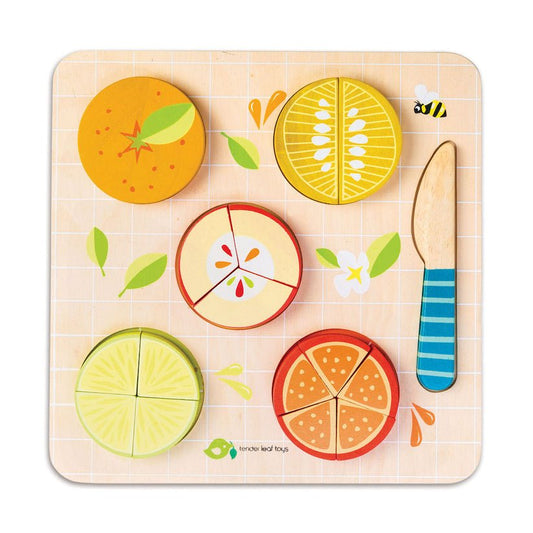 Puzzle educativ Fractionarea fructelor, din lemn premium - Citrus Fractions - Tender Leaf Toys - Publisol.ro