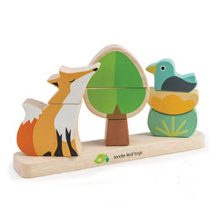 Puzzle educativ magnetic Vulpea in pădure, din lemn premium - Foxy Magnetic Stacker - 8 piese - Tender Leaf Toys - Publisol.ro