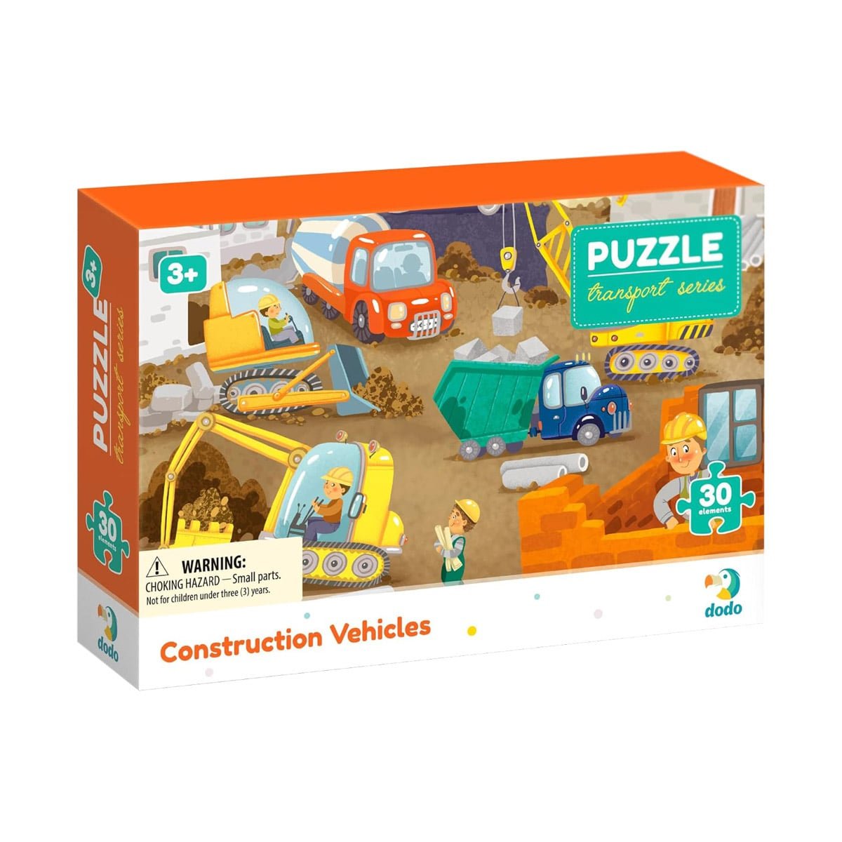 Puzzle educativ, Vehicule de constructie, 30 piese, Dodo Toys - Publisol.ro