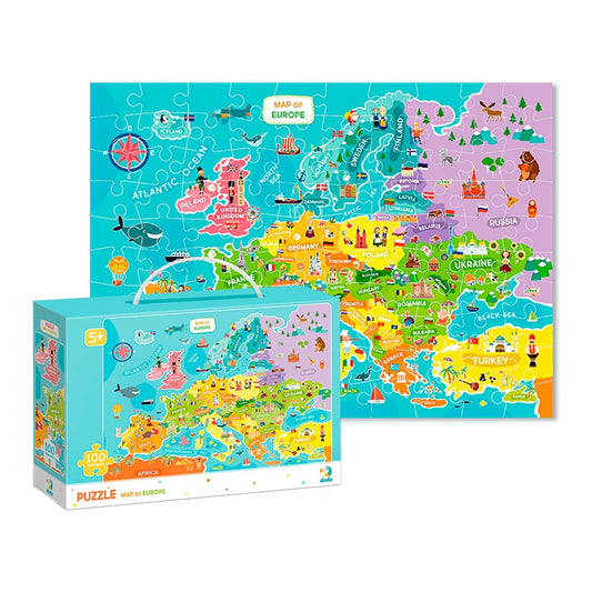 Puzzle Harta Europei, 100 piese, Dodo Toys - Publisol.ro