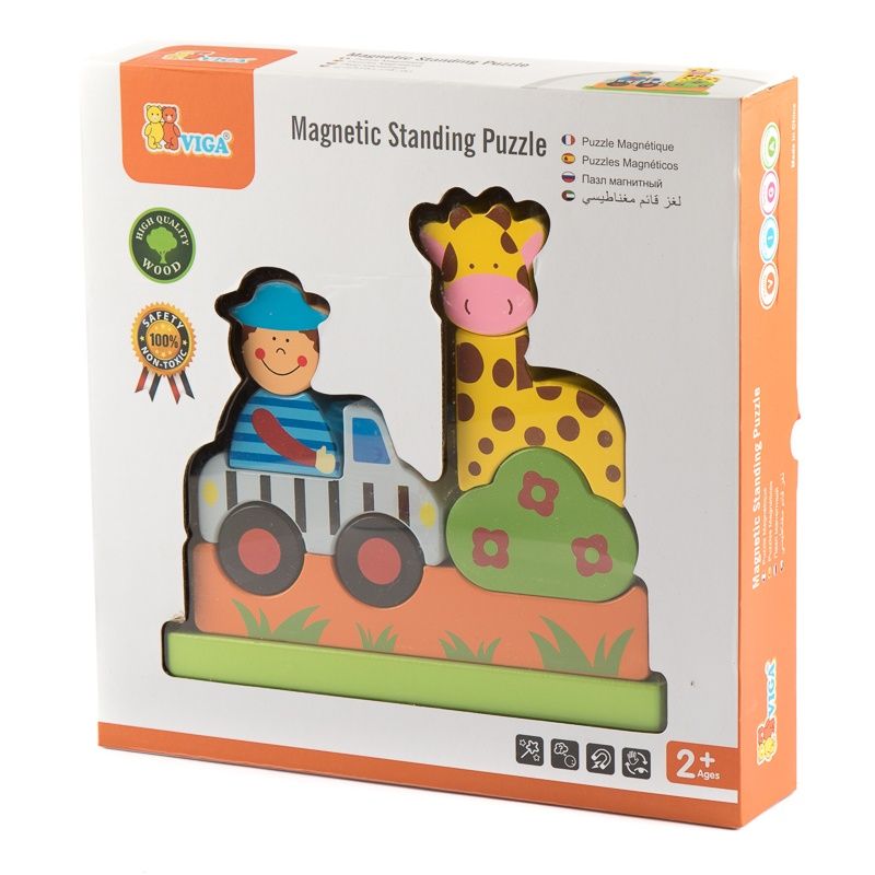 Puzzle magnetic din lemn Zoo, Viga Toys - Publisol.ro