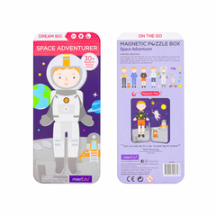 Puzzle magnetic in cutie metalica, joc de potrivire si asociere - Aventurierii Spatiului - mierEdu