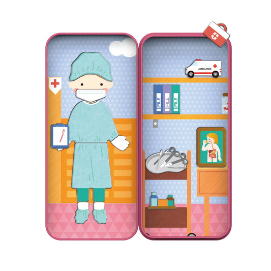 Puzzle magnetic in cutie metalica, joc de potrivire si asociere - Doctor - mierEdu - Publisol.ro