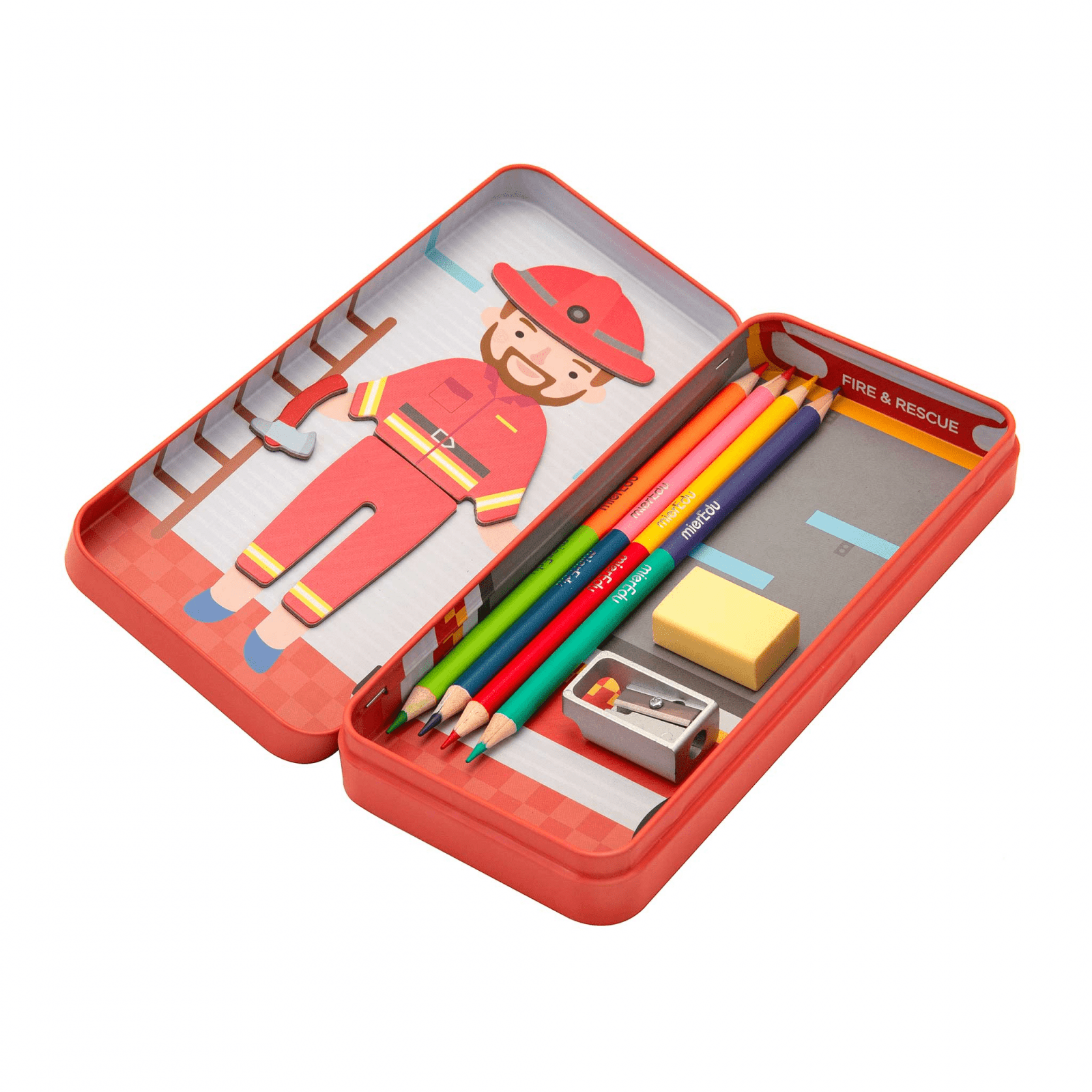 Puzzle magnetic in cutie metalica, joc de potrivire si asociere - Pompier - mierEdu - Publisol.ro
