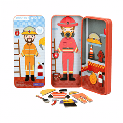 Puzzle magnetic in cutie metalica, joc de potrivire si asociere - Pompier - mierEdu - Publisol.ro
