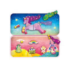 Puzzle magnetic in cutie metalica, joc de potrivire si asociere -  Unicorni - mierEdu