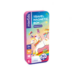 Puzzle magnetic in cutie metalica, joc de potrivire si asociere -  Unicorni - mierEdu