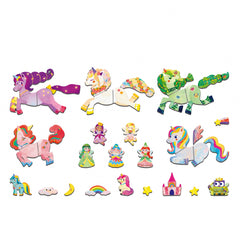 Puzzle magnetic in cutie metalica, joc de potrivire si asociere -  Unicorni - mierEdu