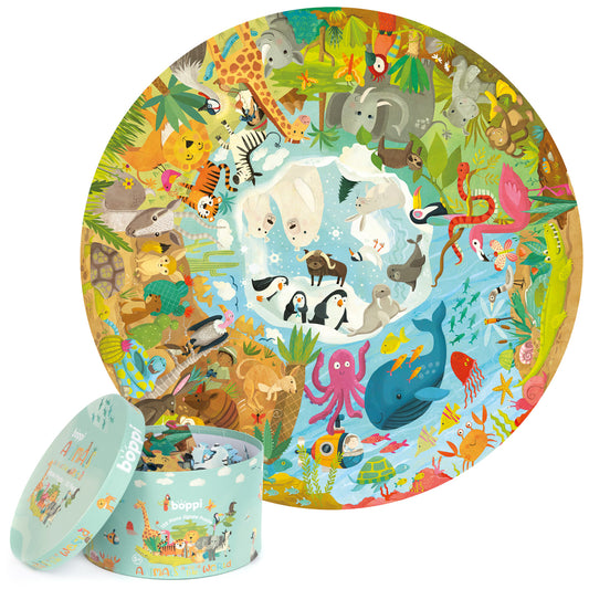 Puzzle rotund, 150 piese, Boppi - Animale din intreaga lume - boppi