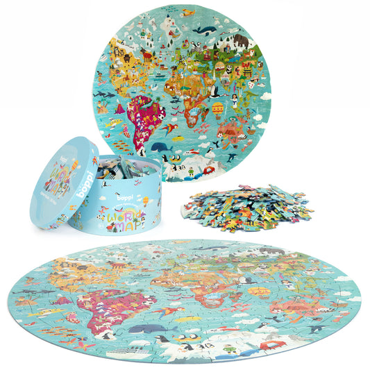 Puzzle rotund, 150 piese, Boppi - Harta Lumii - boppi