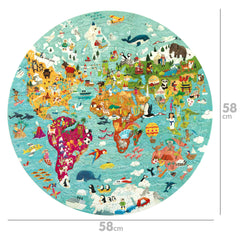Puzzle rotund, 150 piese, Boppi - Harta Lumii - boppi