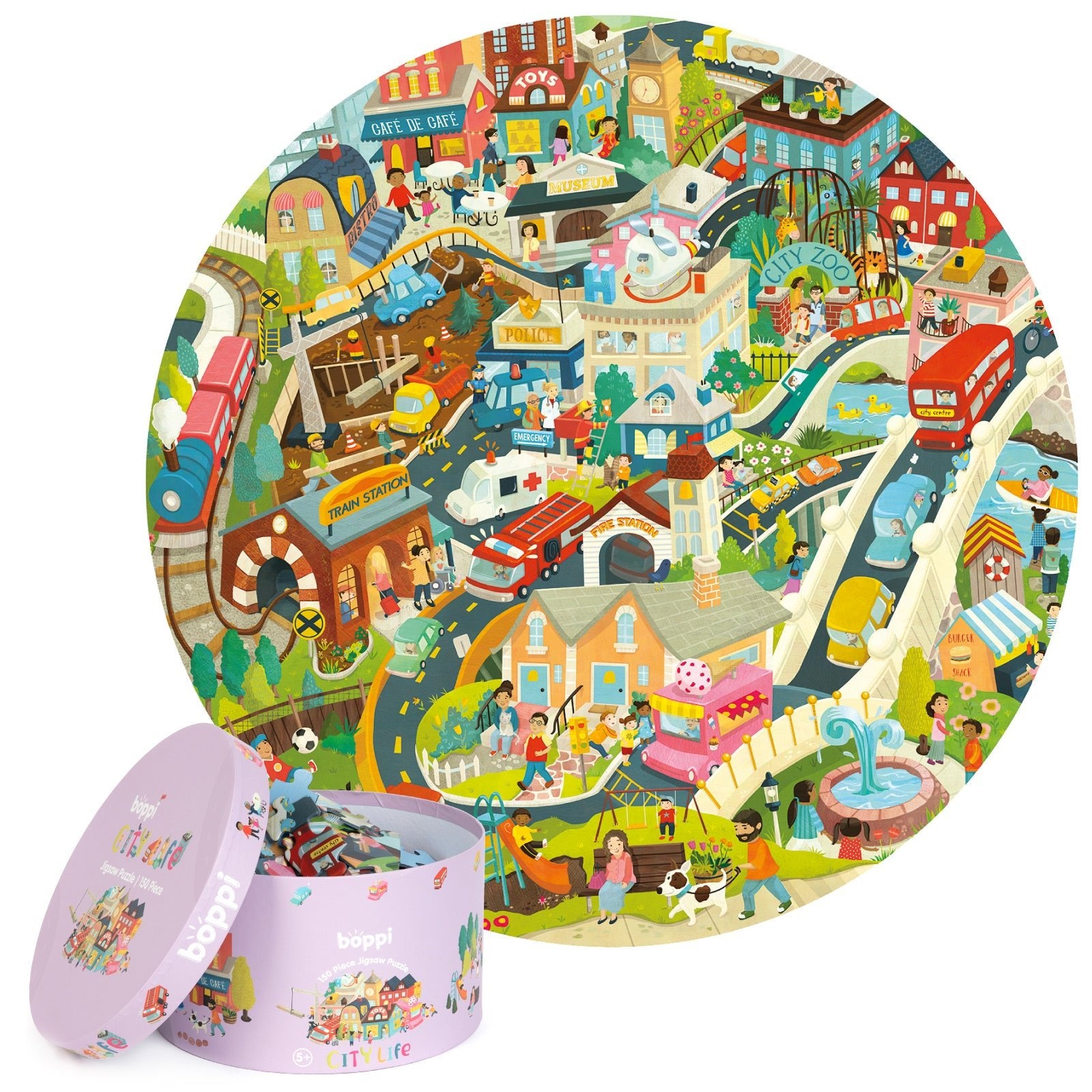 Puzzle rotund, 150 piese, Boppi - Orasul - boppi - Publisol.ro