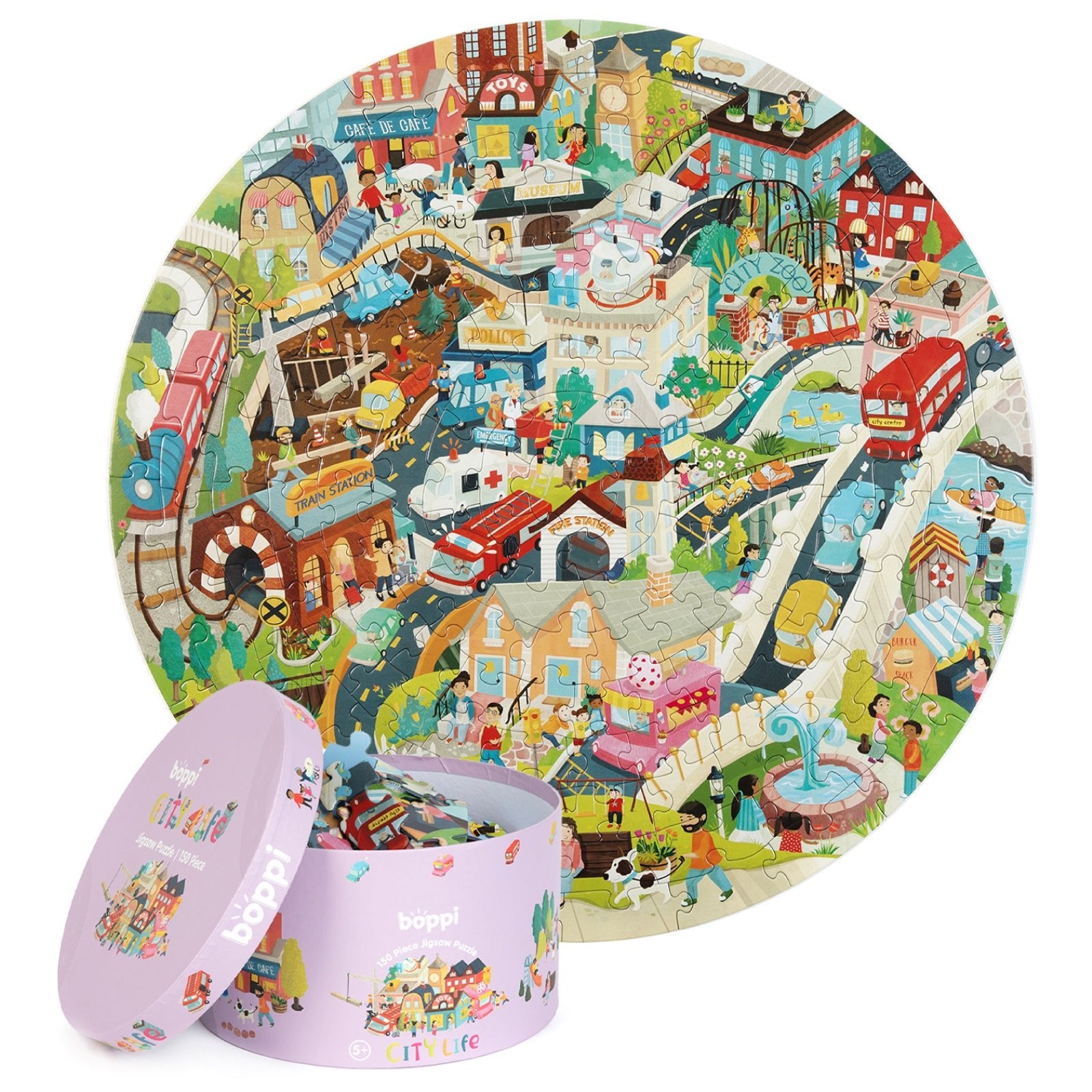 Puzzle rotund, 150 piese, Boppi - Orasul - boppi - Publisol.ro