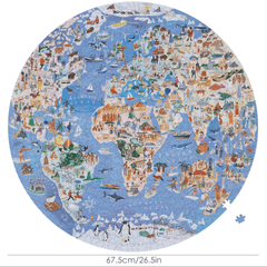 Puzzle rotund - Harta Ilustrata a Lumii, 1000 de piese, Boppi - boppi - Publisol.ro