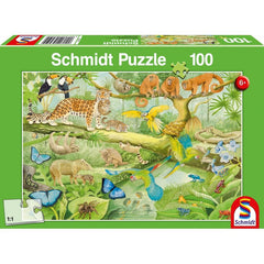 Puzzle Schmidt: Animalele din jungla, 100 piese, Schmidt - Publisol.ro