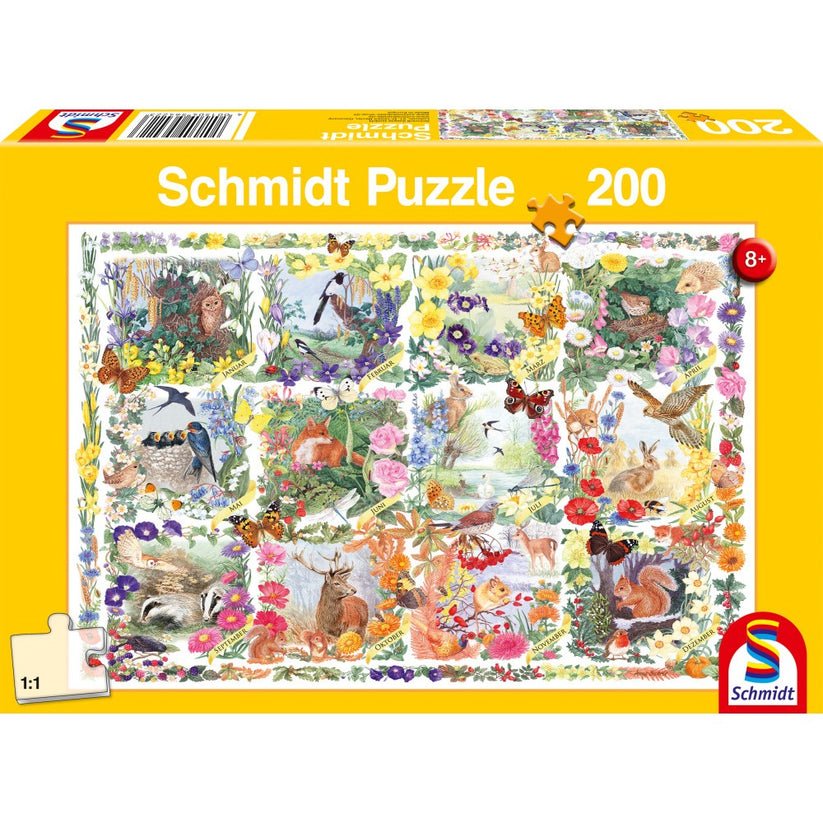Puzzle Schmidt: Anotimpurile cu flori si animale, 200 piese, Schmidt - Publisol.ro