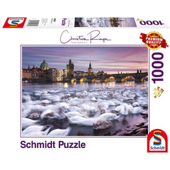 Puzzle Schmidt: Christian Ringer - Lebede din Praga, 1000 piese, Schmidt - Publisol.ro