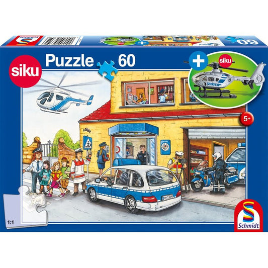 Puzzle Schmidt: Elicopter de politie, 60 piese + Cadou: macheta Siku, Schmidt - Publisol.ro