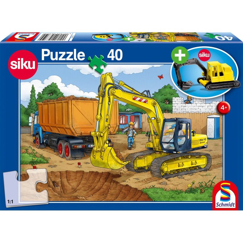 Puzzle Schmidt: Excavator, 40 piese + Cadou: macheta Siku, Schmidt - Publisol.ro