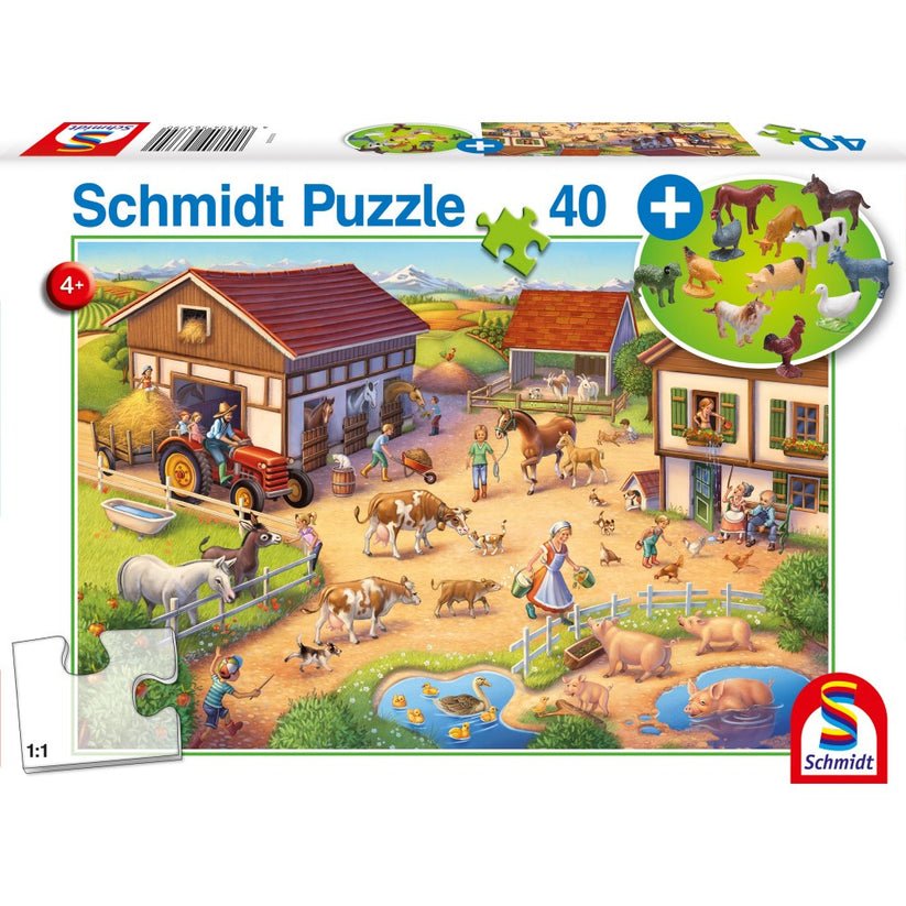 Puzzle Schmidt: Ferma, 40 piese + Cadou: figurine animale, Schmidt - Publisol.ro