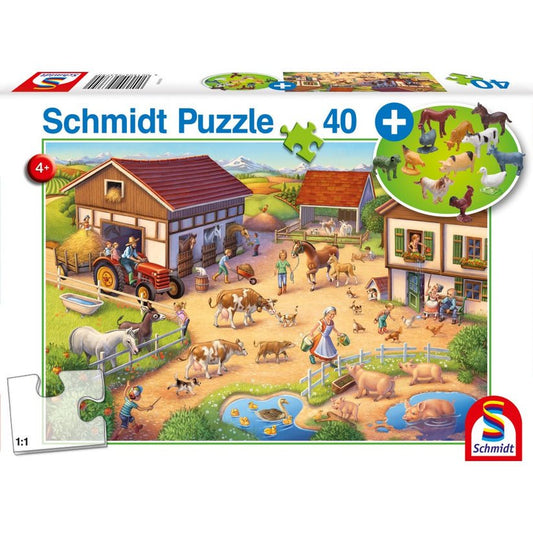 Puzzle Schmidt: Ferma, 40 piese + Cadou: figurine animale, Schmidt - Publisol.ro