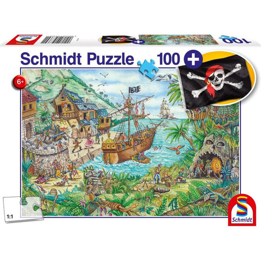 Puzzle Schmidt: Insula piratilor, 100 piese + Cadou: steag pirat, Schmidt - Publisol.ro