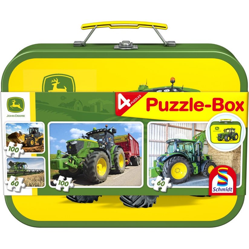 Puzzle Schmidt: John Deere - John Deere, Set de 2 x 60 piese si 2 x 100 piese + Bonus: cufar metalic, Schmidt - Publisol.ro