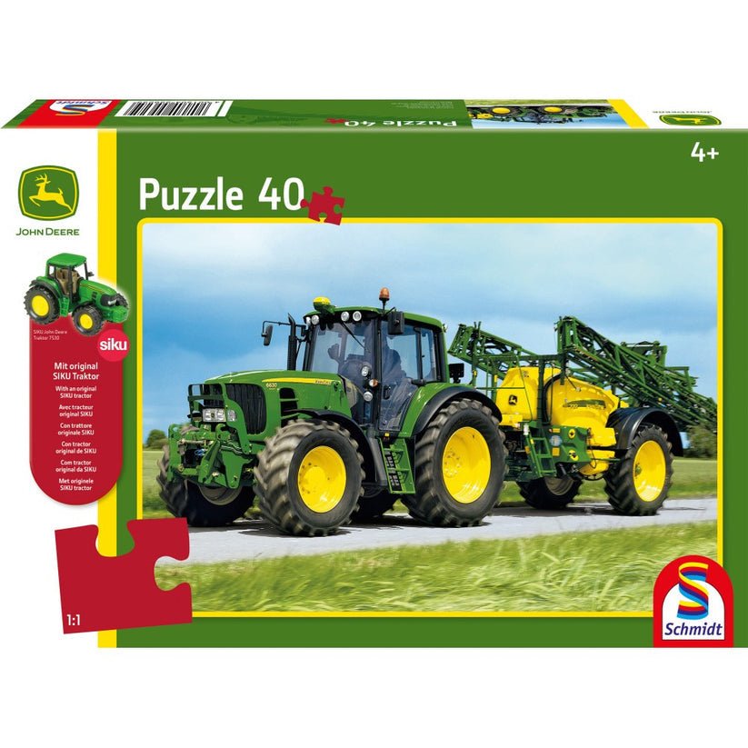 Puzzle Schmidt: John Deere - Tractor 6630 cu pulverizator, 40 piese + Cadou: macheta Siku, Schmidt - Publisol.ro