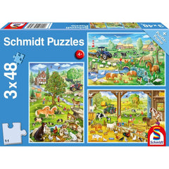 Puzzle Schmidt: La tara, Set de 3 x 48 piese + Cadou: poster, Schmidt - Publisol.ro
