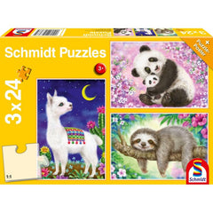 Puzzle Schmidt: Panda, lenes si lama, Set de 3 x 24 piese + Cadou: poster, Schmidt - Publisol.ro