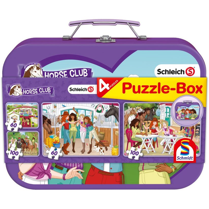 Puzzle Schmidt: Schleich - Horse Club, Set de 2 x 60 piese si 2 x 100 piese + Bonus: cufar metalic, Schmidt - Publisol.ro