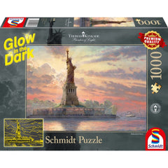 Puzzle Schmidt: Thomas Kinkade - Glow in the Dark - Statuia Libertatii, Fosforescent, 1000 piese, Schmidt - Publisol.ro