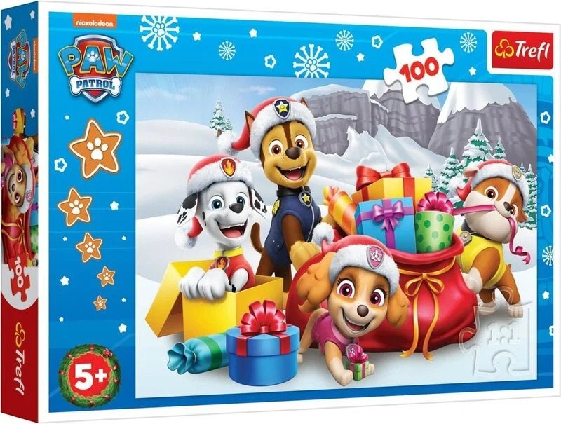 Puzzle Trefl 100 Piese patrula catelusilor craciunul alaturi de patrula - Publisol.ro