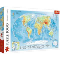 Puzzle trefl 1000 harta fizica a lumii, Trefl - Publisol.ro