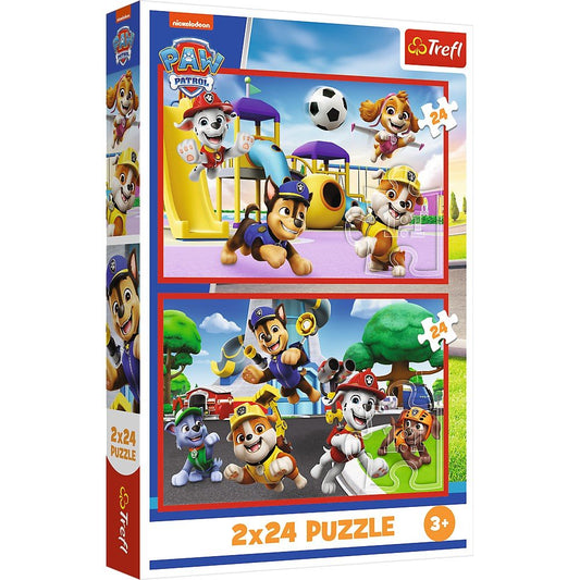 Puzzle Trefl 2x24 patrula catelusilor ziua amuzanta a catelusilor - Publisol.ro
